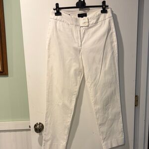 Talbots White Waffle weave texture fabric Straight-Leg Trousers size 6